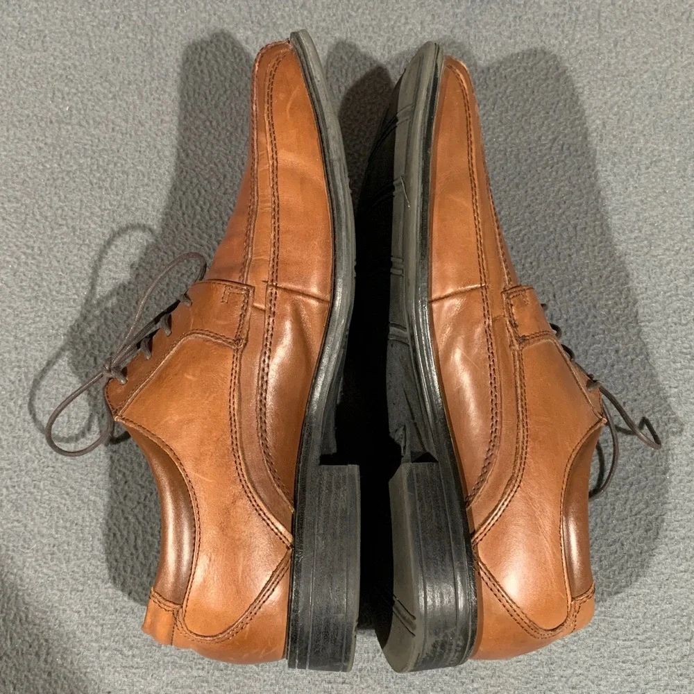 Dockers Derby Shoes Men 11W Tan Leather Square Bicycle Toe 90-27242 Dress Casual